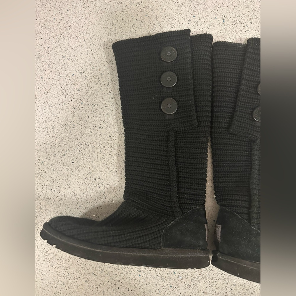 UGG Classic Cardy Black Knit Boots with Button Accents 8 - Picture 3 of 13